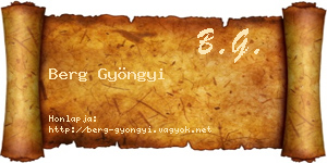 Berg Gyöngyi névjegykártya